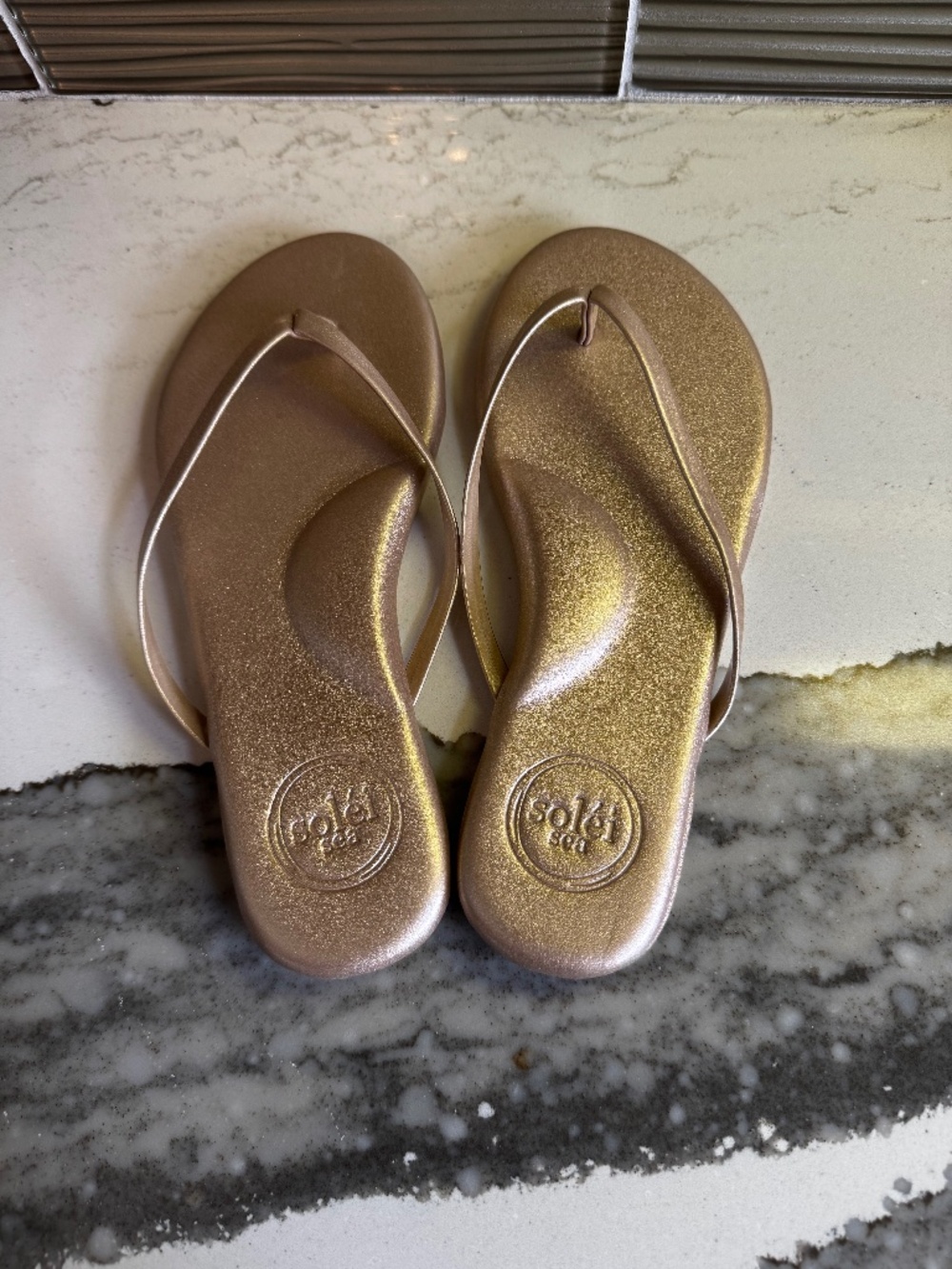 Solei Sea Rose Gold Thong Sandals